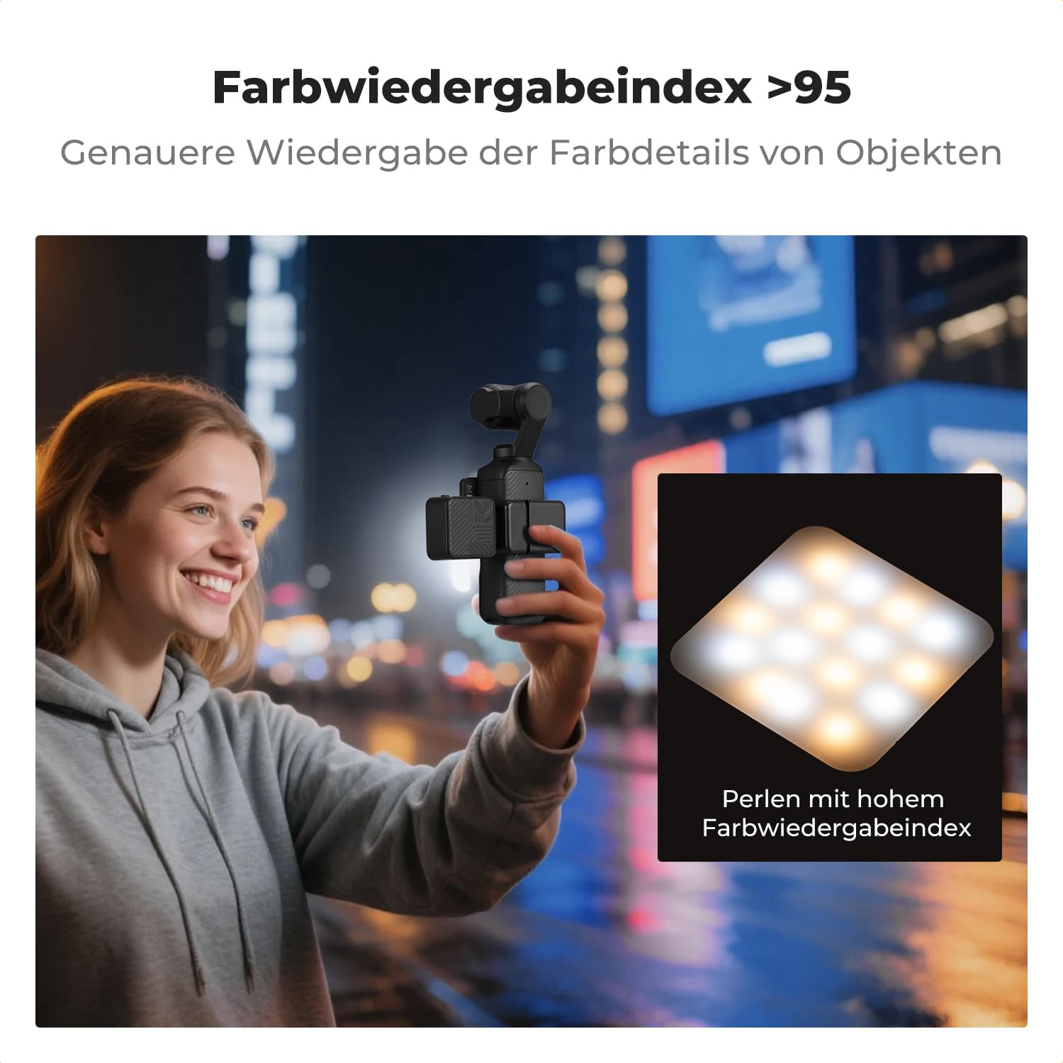 Thumbnail 2 de K&F CONCEPT Magnetisches Mini Video Licht für DJI Osmo Pocket 3 – mit 3 Farbtemperaturen und 2 Helligkeitsstufen