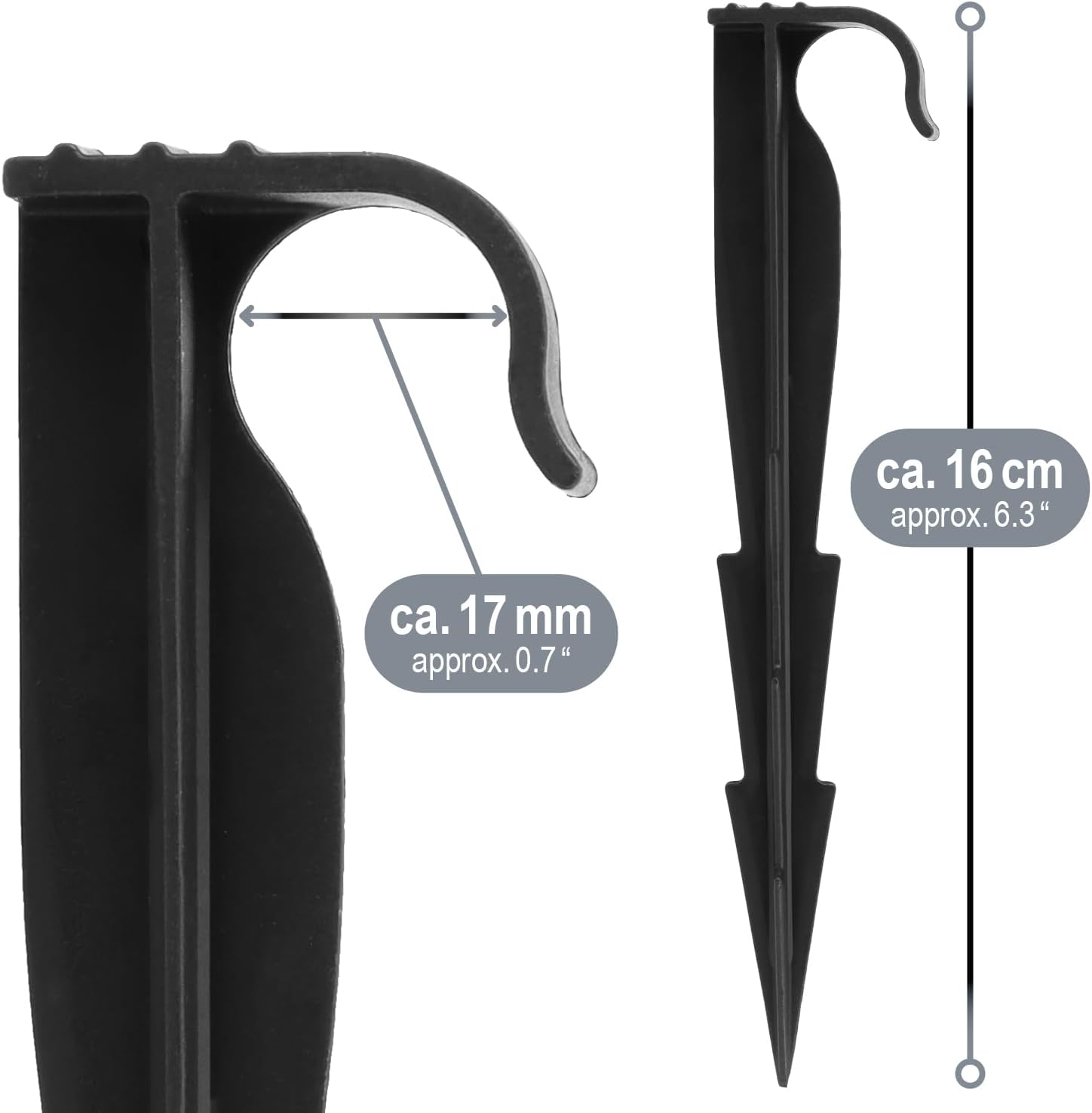 Detalle 2 de com-four® 50x ganci di fissaggio per tubi di irrigazione – picchetti di plastica per esterno