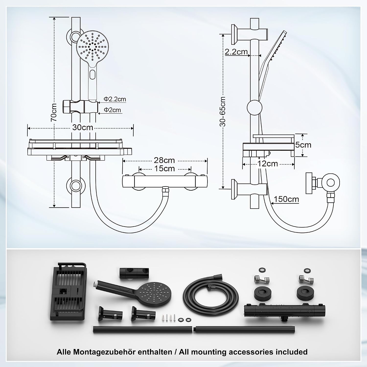 Detalle 2 de Görbach Duschsystem Thermostat DSD12 mit 70 cm