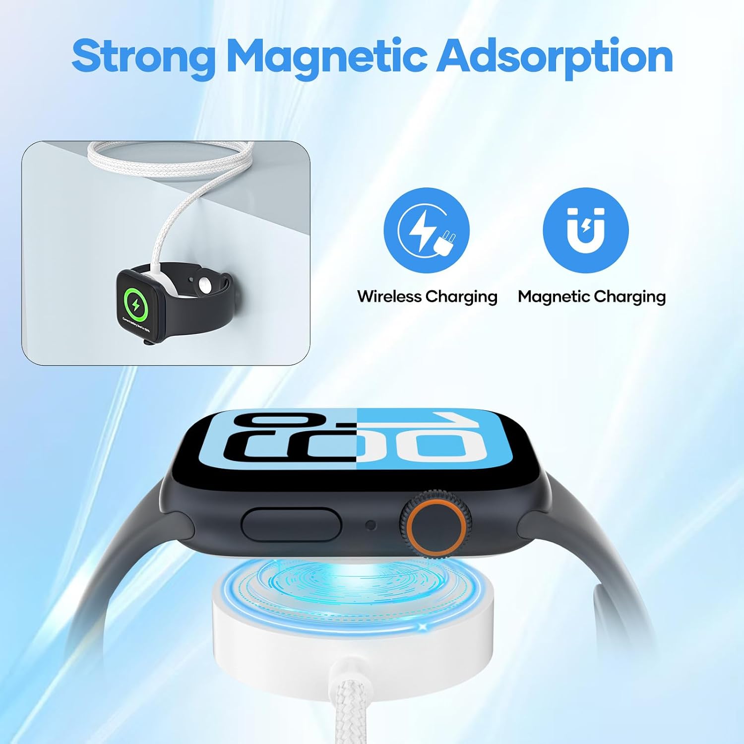 Thumbnail 3 de Esiposs 2 in 1 Magnetisches Ladekabel für Apple Watch – 1,2 m, USB-A/USB-C, Schnellladen