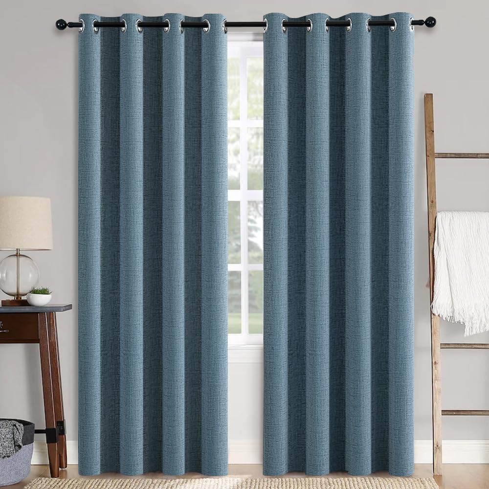 Detalle de MIULEE 2 Blackout Curtains, 52 x 96 Inch, Dusty Blue, Grommet Top
