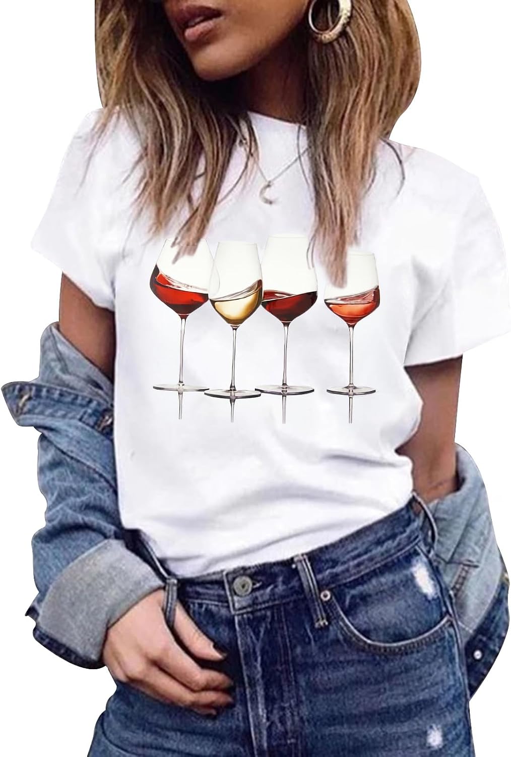 Detalle 2 de heekpek Damen T-Shirt Kurzarm – Weiß, 100% Baumwolle, Druckmuster