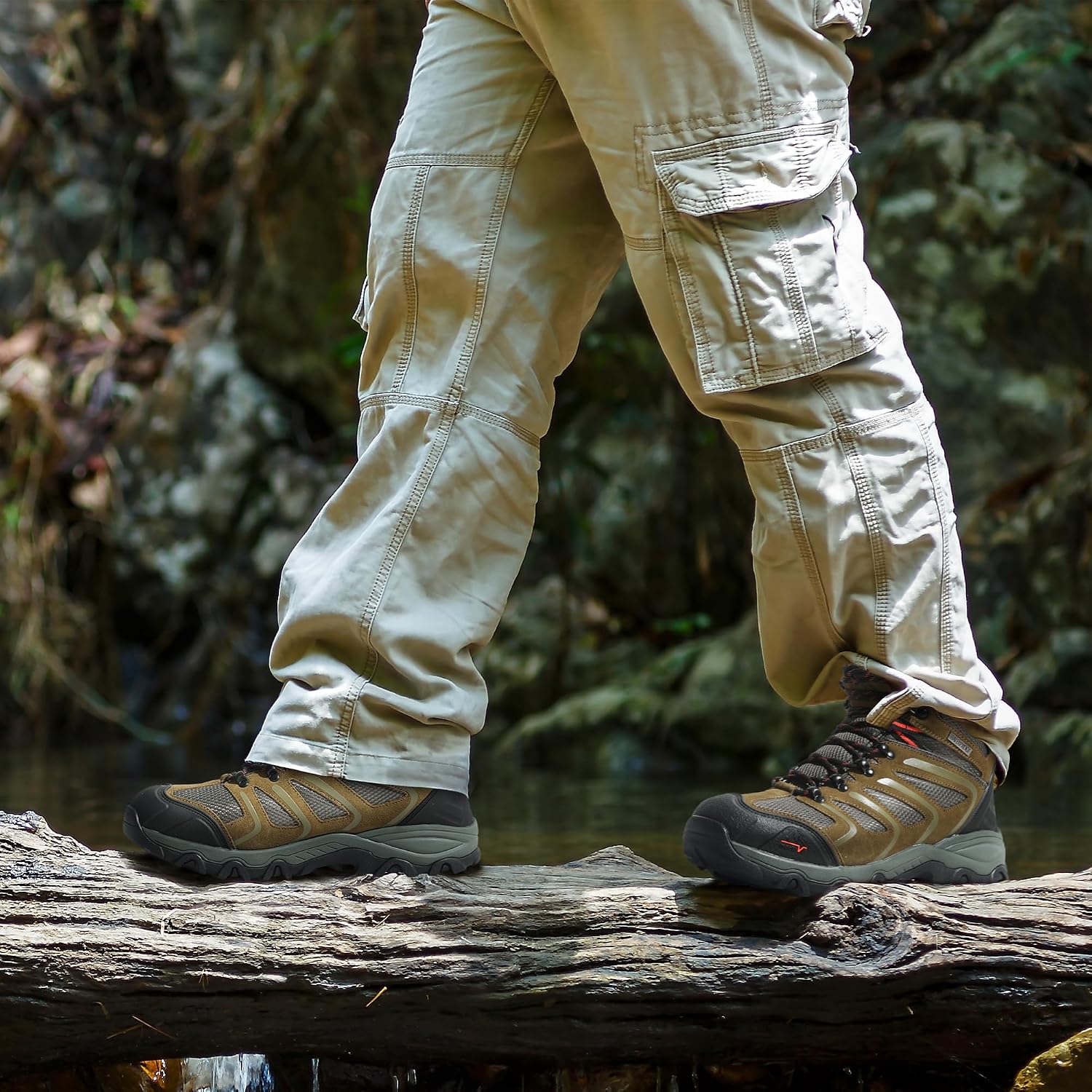 Detalle 2 de NORTIV 8 Armadillo Men’s Waterproof Hiking Boots — Lightweight, Cushioned, Grippy Outsole