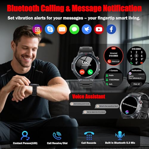 Detalle de Reloj Inteligente Jugeman para Hombre con GPS, 5ATM y Linterna LED: deporte, salud y comunicación en una sola muñeca