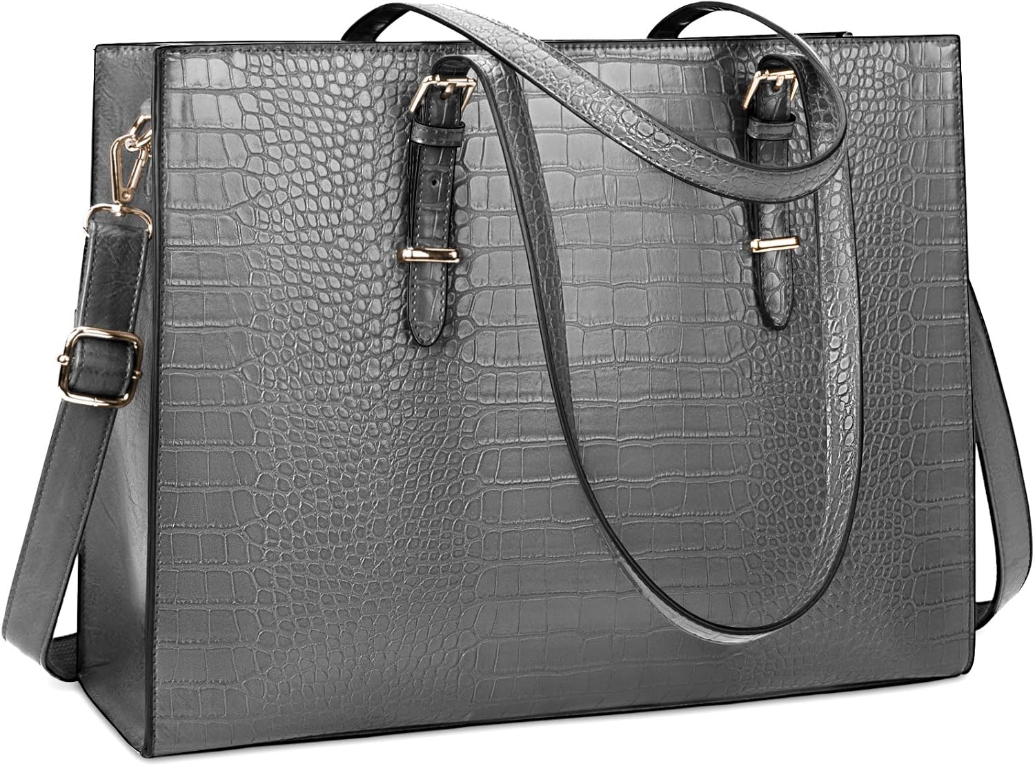 Lubardy Faux Crocodile Laptop Tote Bag for Women (15.6 Inch 