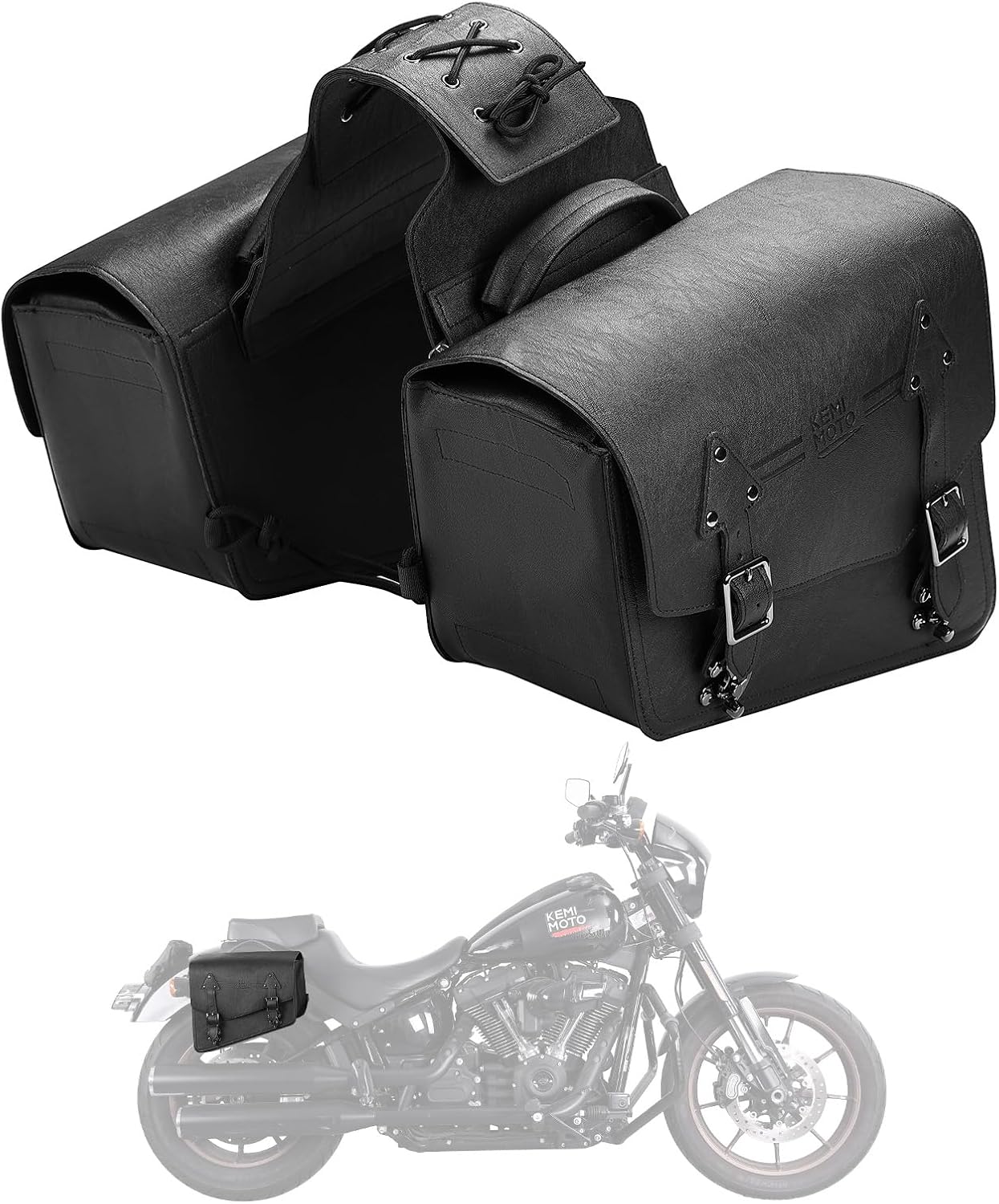 Thumbnail 6 de KEMIMOTO Leather Saddlebags (12L) for Sportster/Softail Cruisers