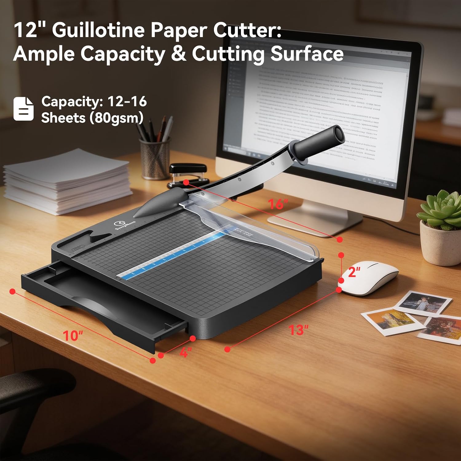 Thumbnail 4 de SyntpNovo 12-Inch Heavy Duty Paper Cutter, 12–16-Sheet Capacity