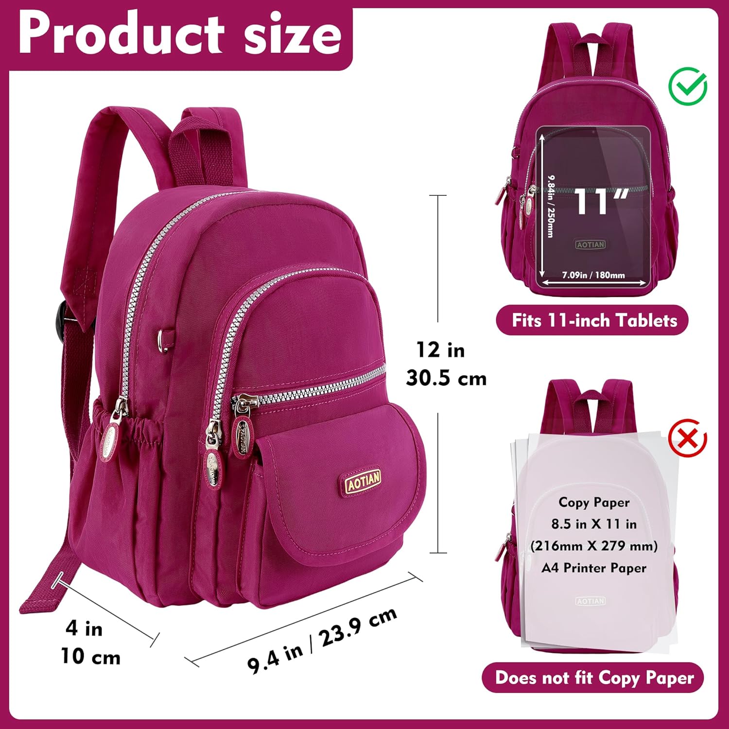 Thumbnail 2 de AOTIAN Mini-Rucksack für Mädchen und Damen mit 7 Litern – leichter Daypack in Nylon/Polyester