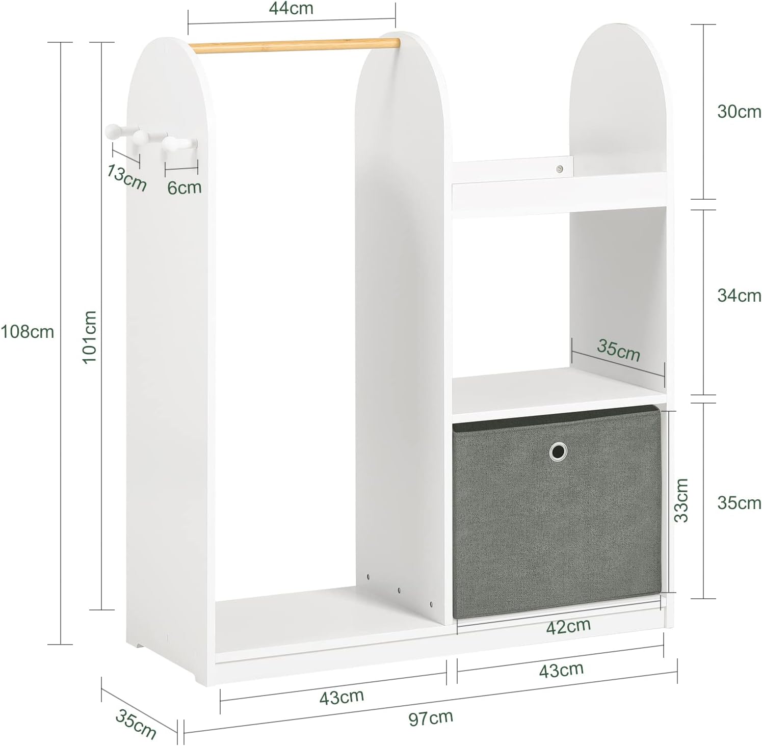 Thumbnail 4 de SoBuy KMB40-W Armoire enfant 97x35x108 cm