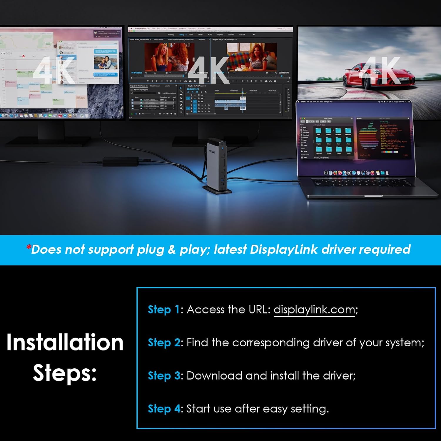 Detalle 2 de WAVLINK USB-C docking station with 100W PD