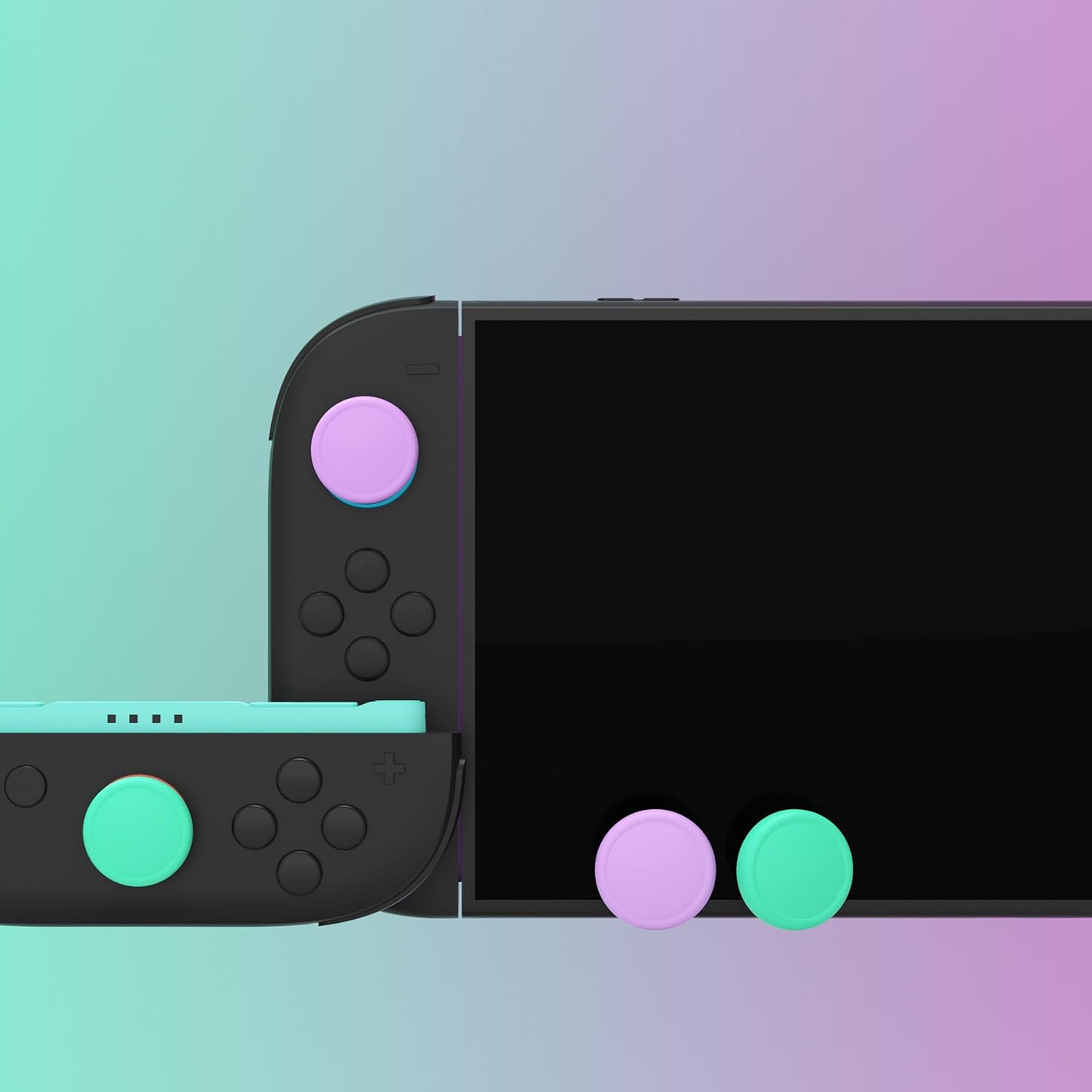 Thumbnail 2 de PlayVital Thumb Grips for Nintendo Switch 2 – 4-Pack Silicone Joystick Caps (Soft Violet & Mint Green)