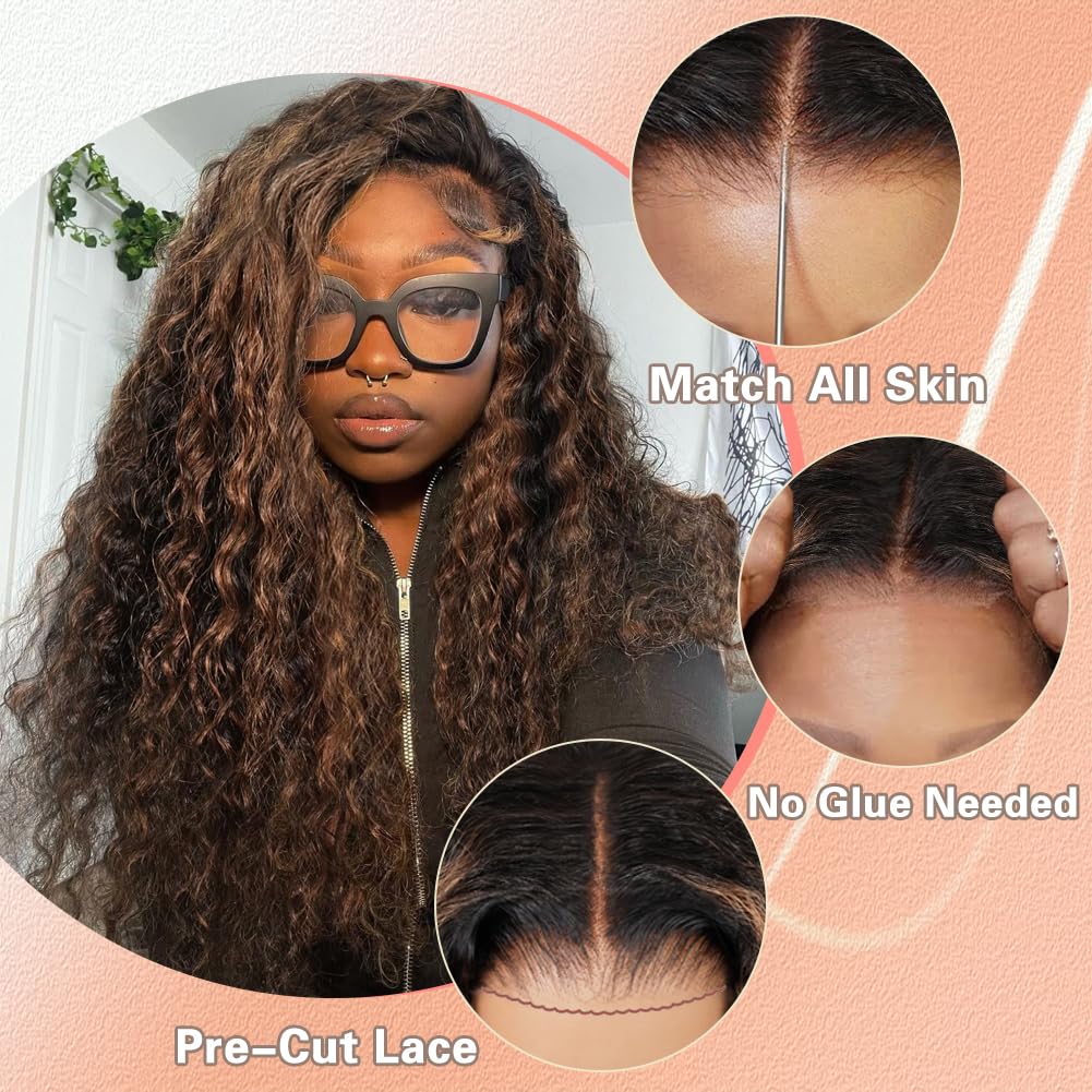 Thumbnail 2 de Lemiva 7x5 Balayage Glueless Deep Wave Wig, 26" HD Lace Front, Pre-Plucked & Pre-Cut