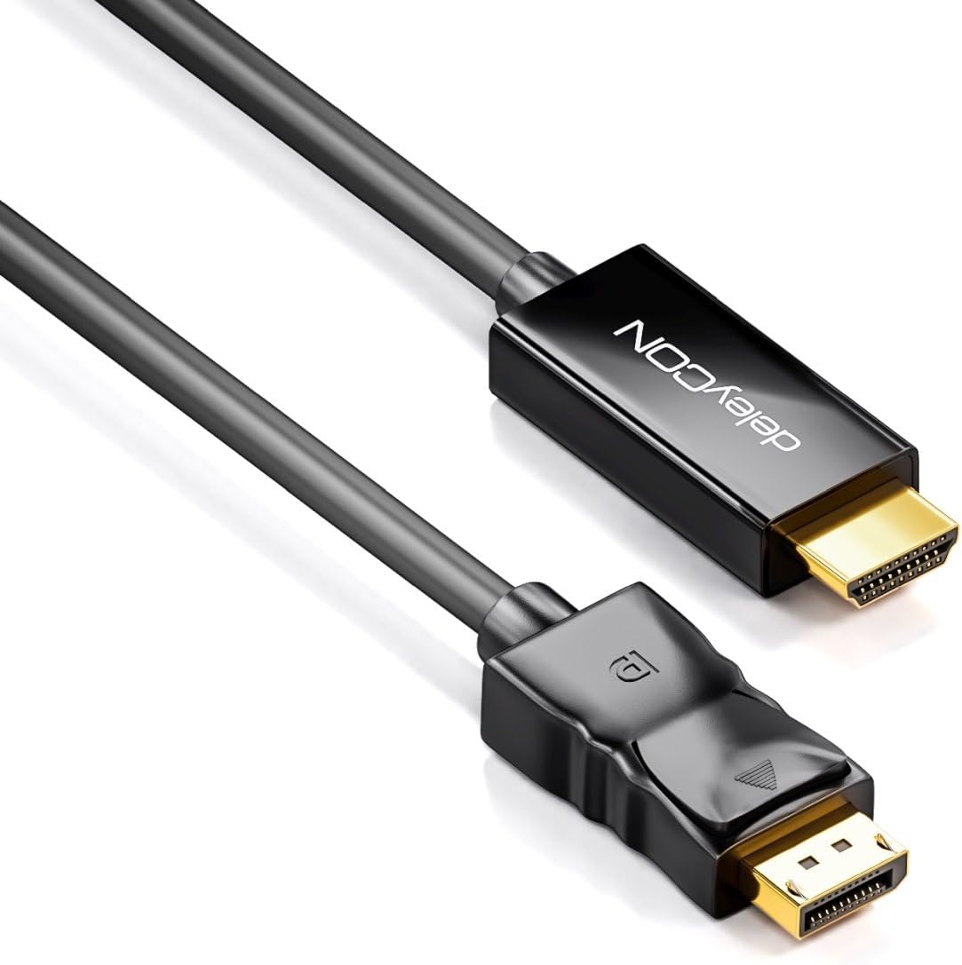 Detalle de deleyCON DisplayPort zu HDMI Kabel 2 m – High Speed 4k UHD, 1080p, 3D Audioübertragung