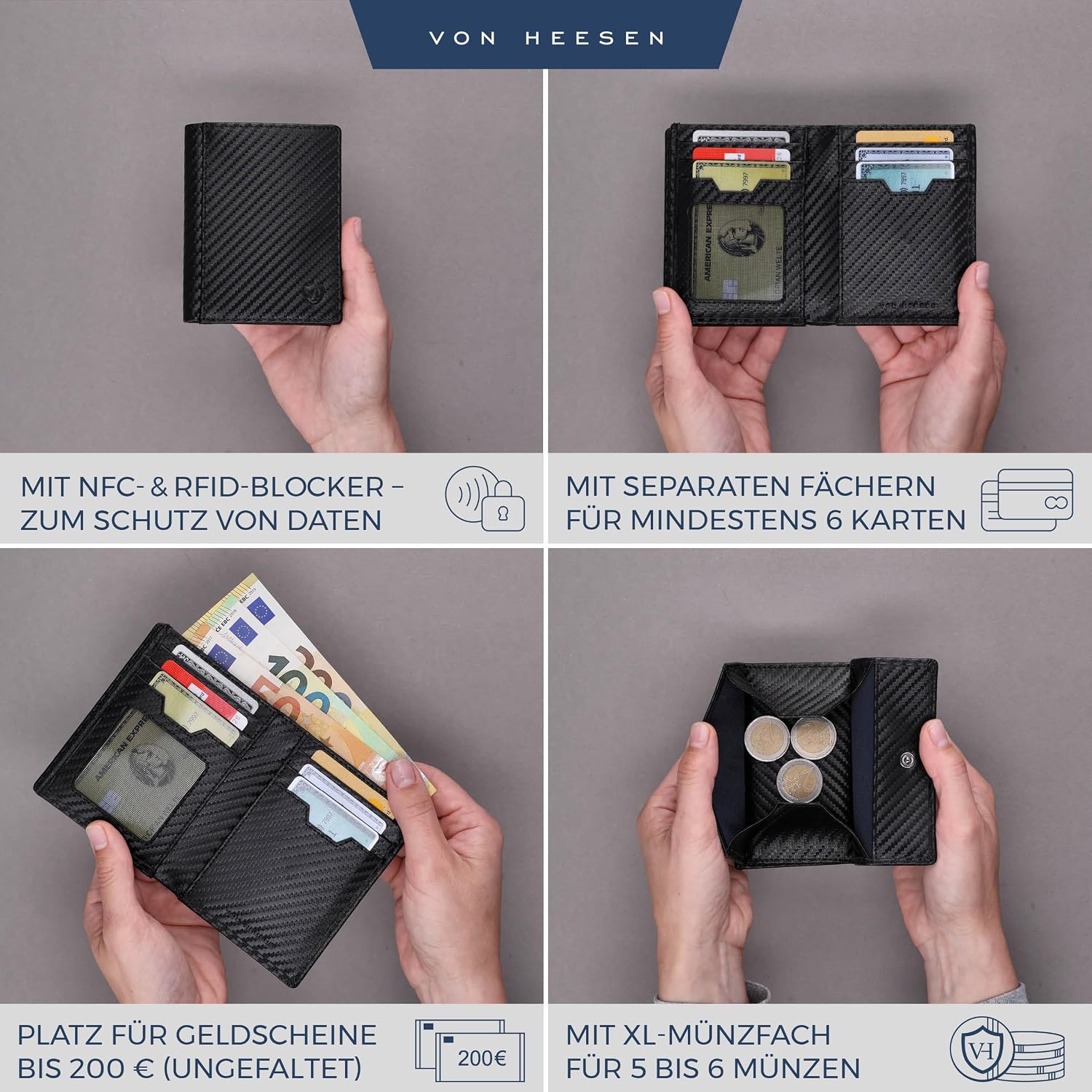 Thumbnail 1 de VON HEESEN Leder-Geldbörse mit RFID 11 cm