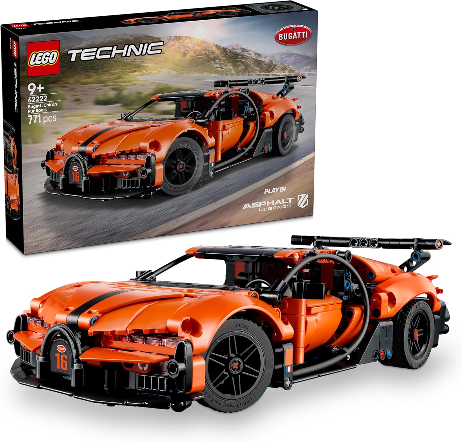 Detalle de LEGO Technic Bugatti Chiron Pur Sport 42222 – Auto da corsa da costruire per appassionati di sport motoristici