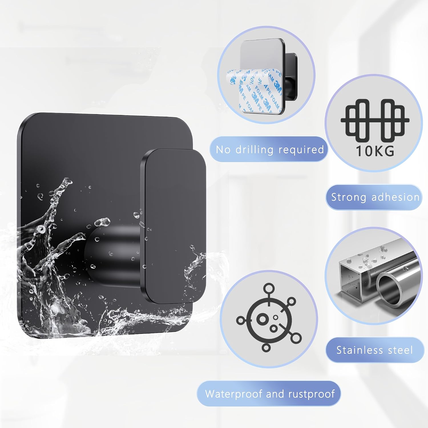 Detalle de Self adhesive hooks, 4 pack, 10kg load