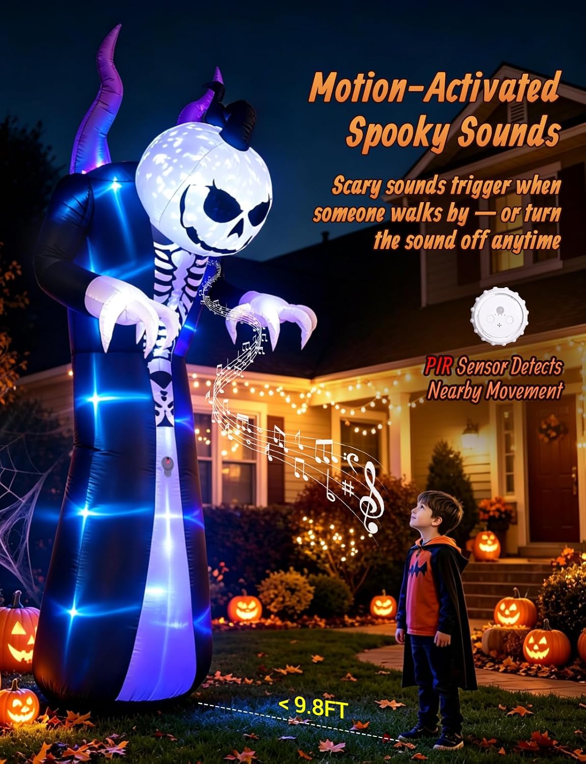 Detalle 2 de Elegear LE-CO-0020-US 10FT Grim Reaper Halloween Inflatable with Motion-Activated Scream