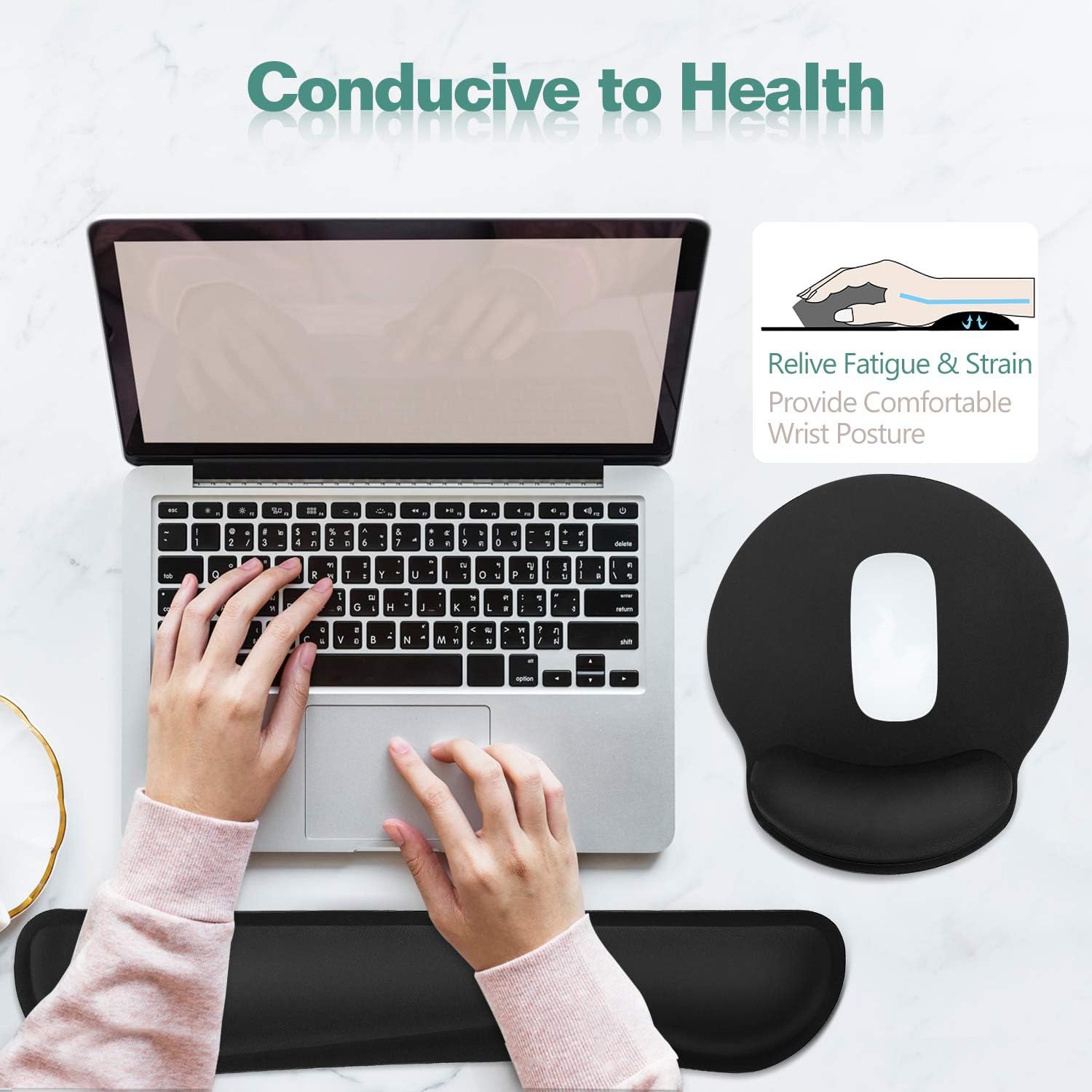 Detalle 2 de Moko Keyboard and Mouse Wrist Rest Set, Memory Foam