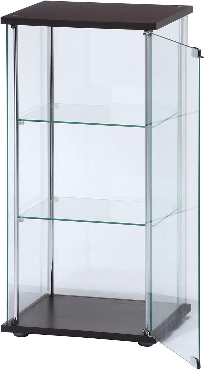Detalle de 不二貿易 96049 コレクションケース 3段 強化ガラス・ブラウン 幅42.5×奥行36.5×高さ86cm
