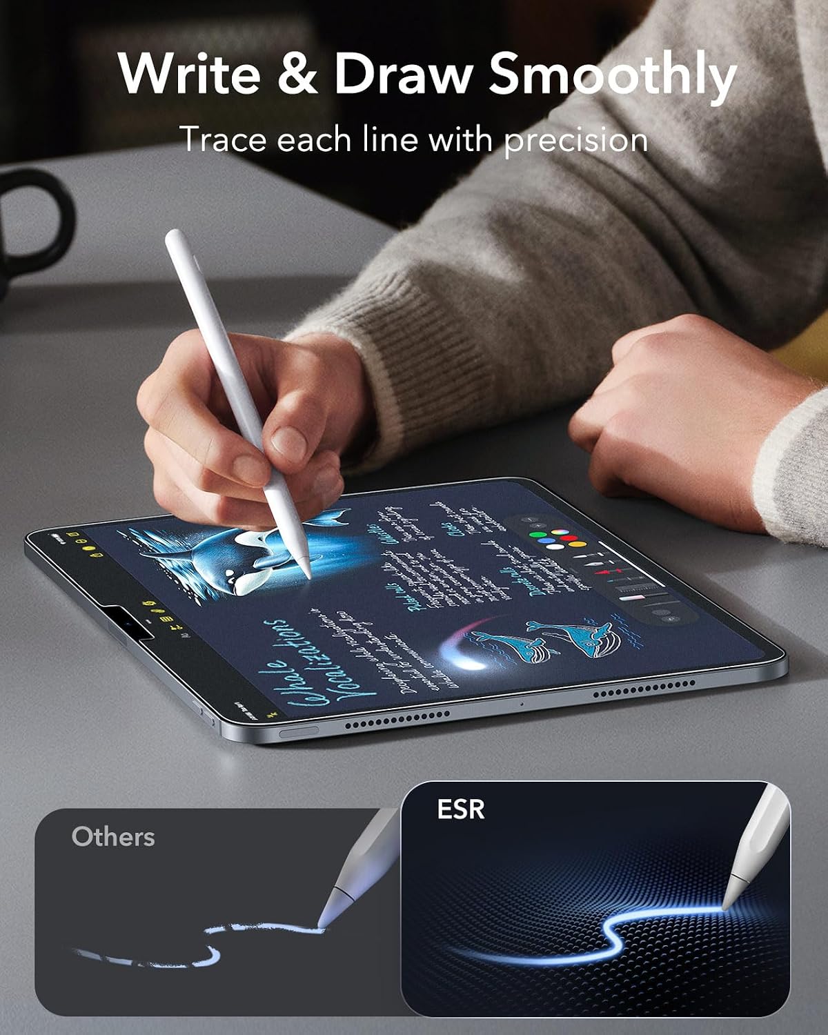 Thumbnail 3 de ESR Armorite Paper-Feel Schutzfolie (2 Stück) für iPad Pro 11 Zoll M5/M4 – matt, Anti-Glare, 9H