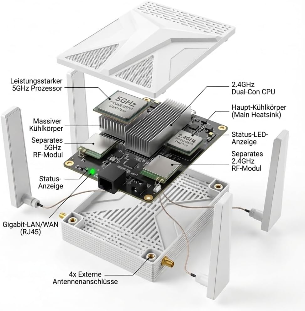 Thumbnail 3 de 2100M WLAN Repeater – Dualband-Verstärker mit Gigabit-LAN, 4 Antennen, WPA2/WPA3, weiß