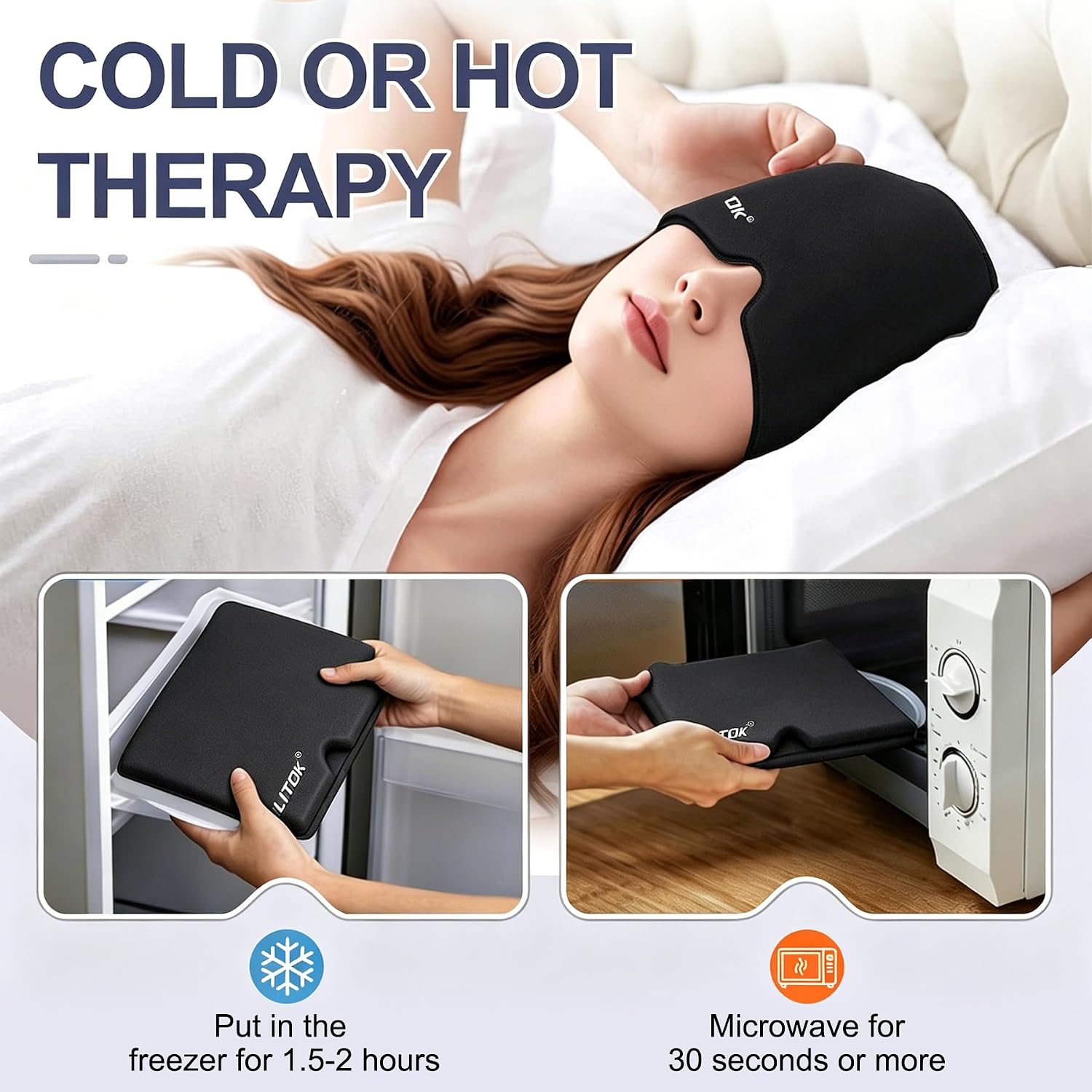 Thumbnail 5 de Whiteleopard Migraine Relief Cap, Reusable Gel Head Wrap for Hot & Cold Therapy