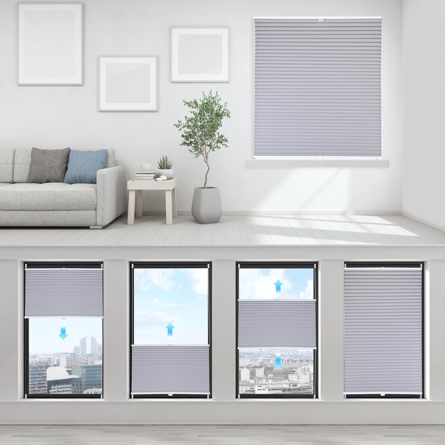 Thumbnail 1 de Sekey Plissee Ohne Bohren Verdunkelung – Klemmfix, 80x200 cm, Blaugrau