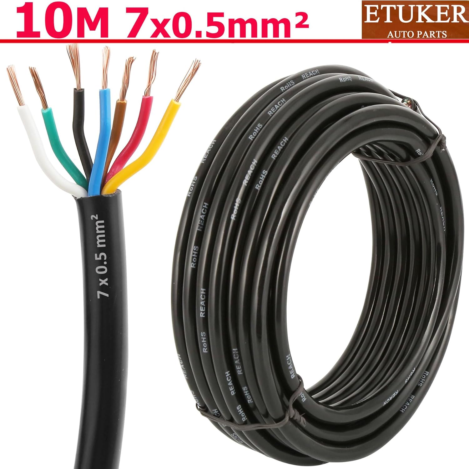Detalle 2 de ETUKER 20AWG 7×0,5mm² 10M Fahrzeugkabel
