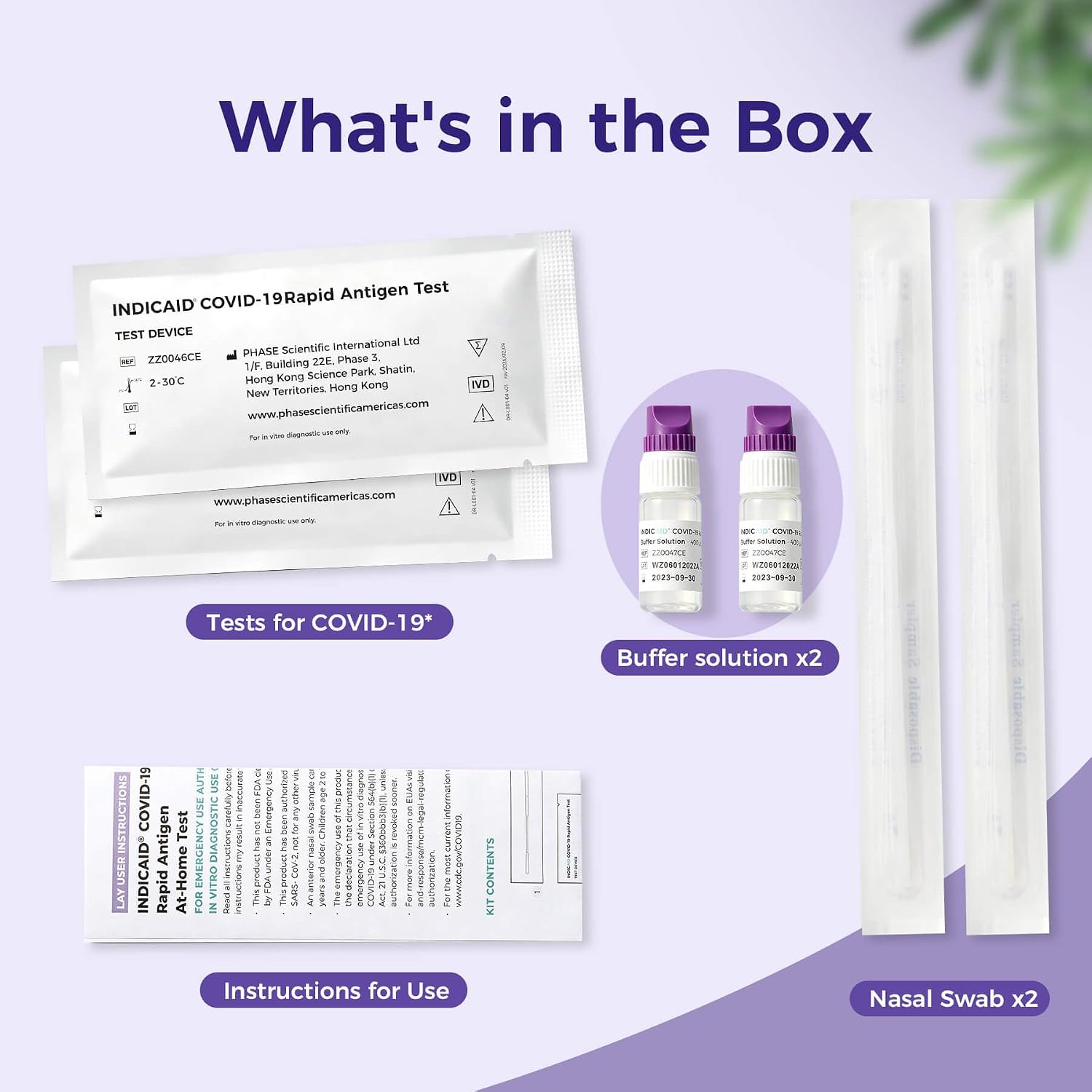 Detalle 1 de INDICAID COVID-19 Antigen Rapid Test, 20-Minute Results, 2-Test Pack