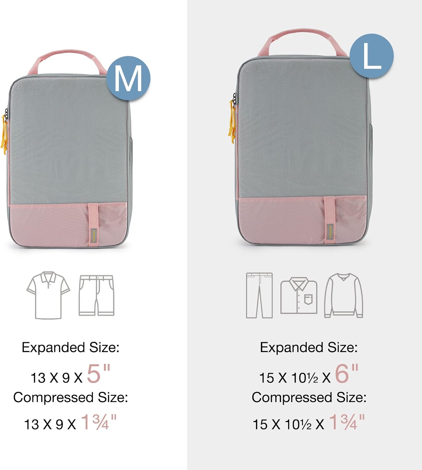 Thumbnail 1 de BAGSMART Compression Packing Cubes (2-Pack) for Suitcases & Backpacks – Pink