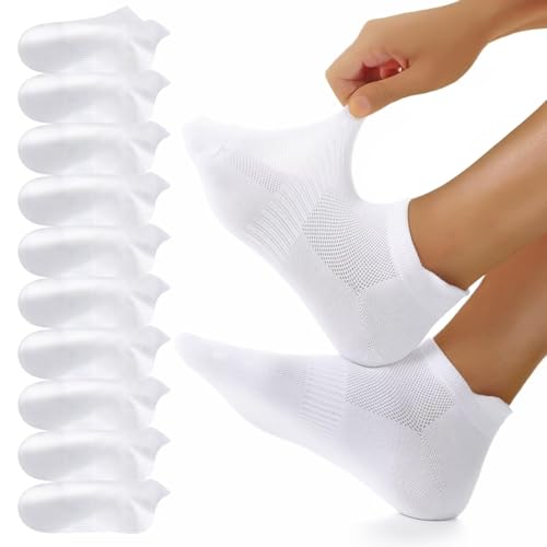 Detalle de YouShow 10 pares de calcetines tobilleros transpirables antideslizantes (blanco) 35-38
