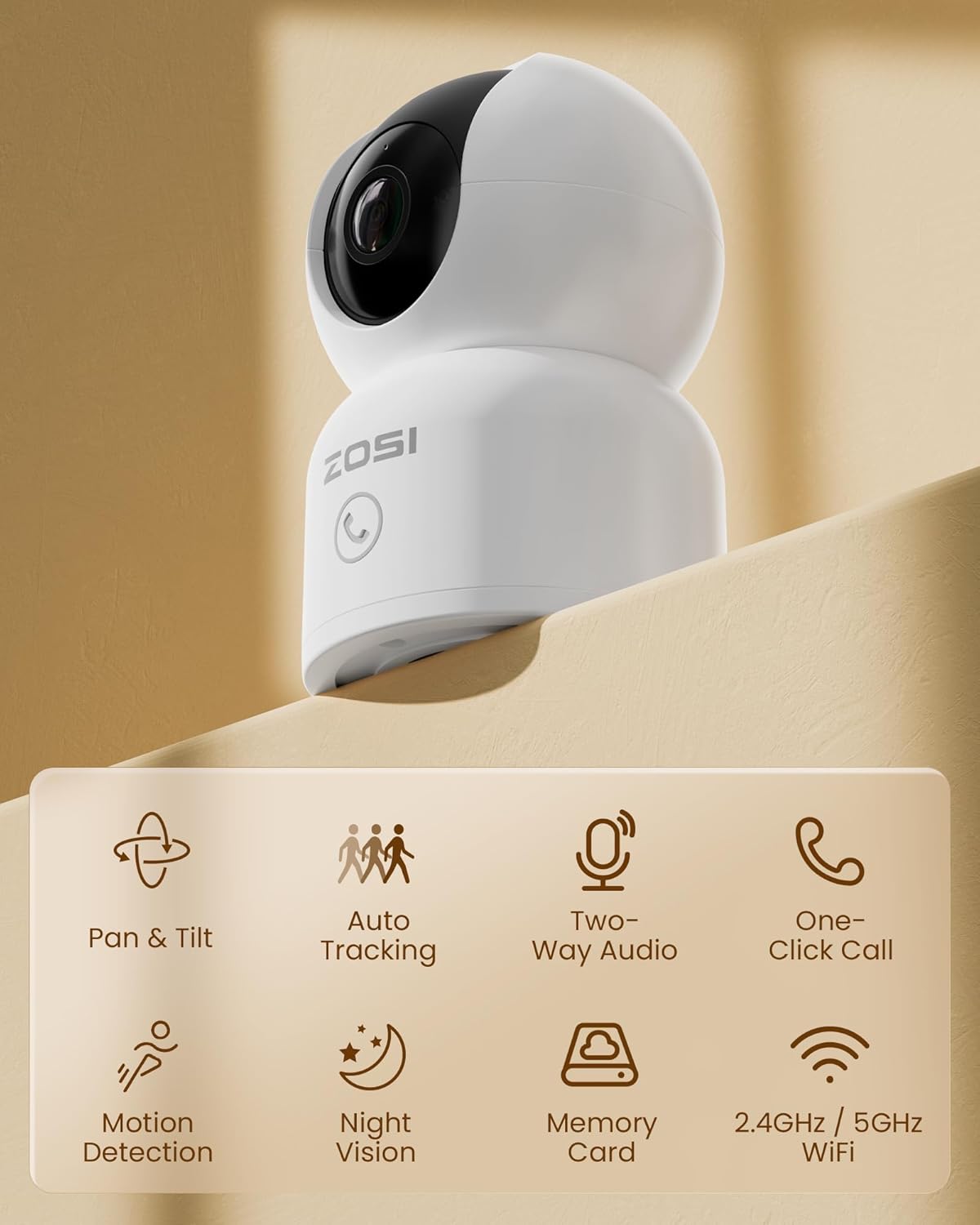 Thumbnail 2 de ZOSI C518 2K 3MP Indoor Security Camera (360° pan/tilt) for Baby Monitor & Dog Cam
