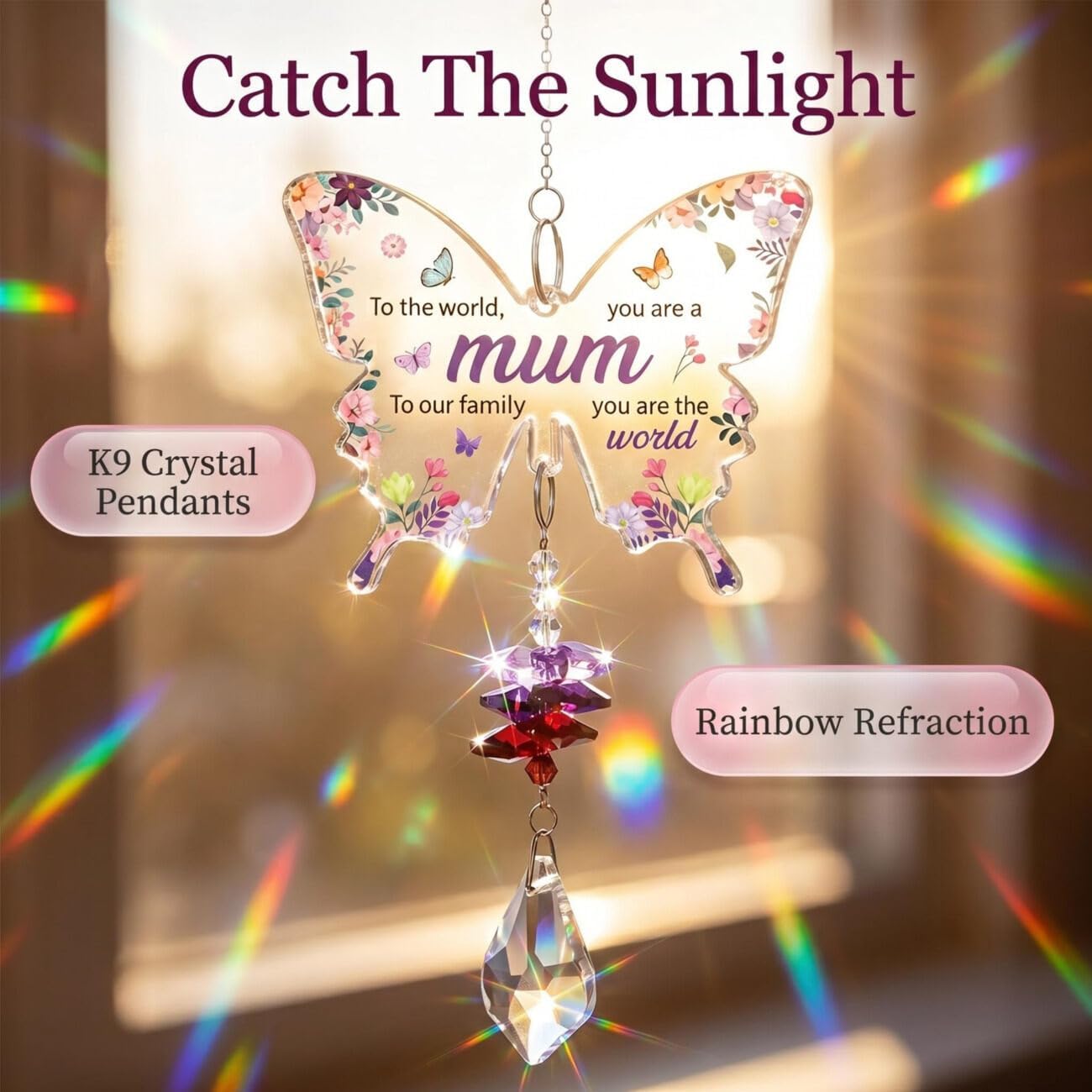 Detalle 1 de SHIFANQI Butterfly Suncatcher, Crystal