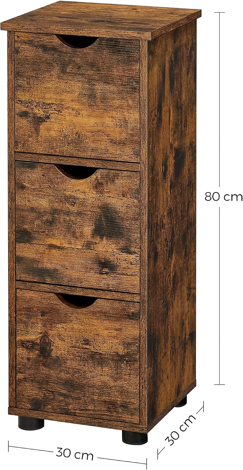 Detalle 1 de VASAGLE ISLAND BBK150X01 badkamerkast met 3 laden, 30 x 30 x 80 cm