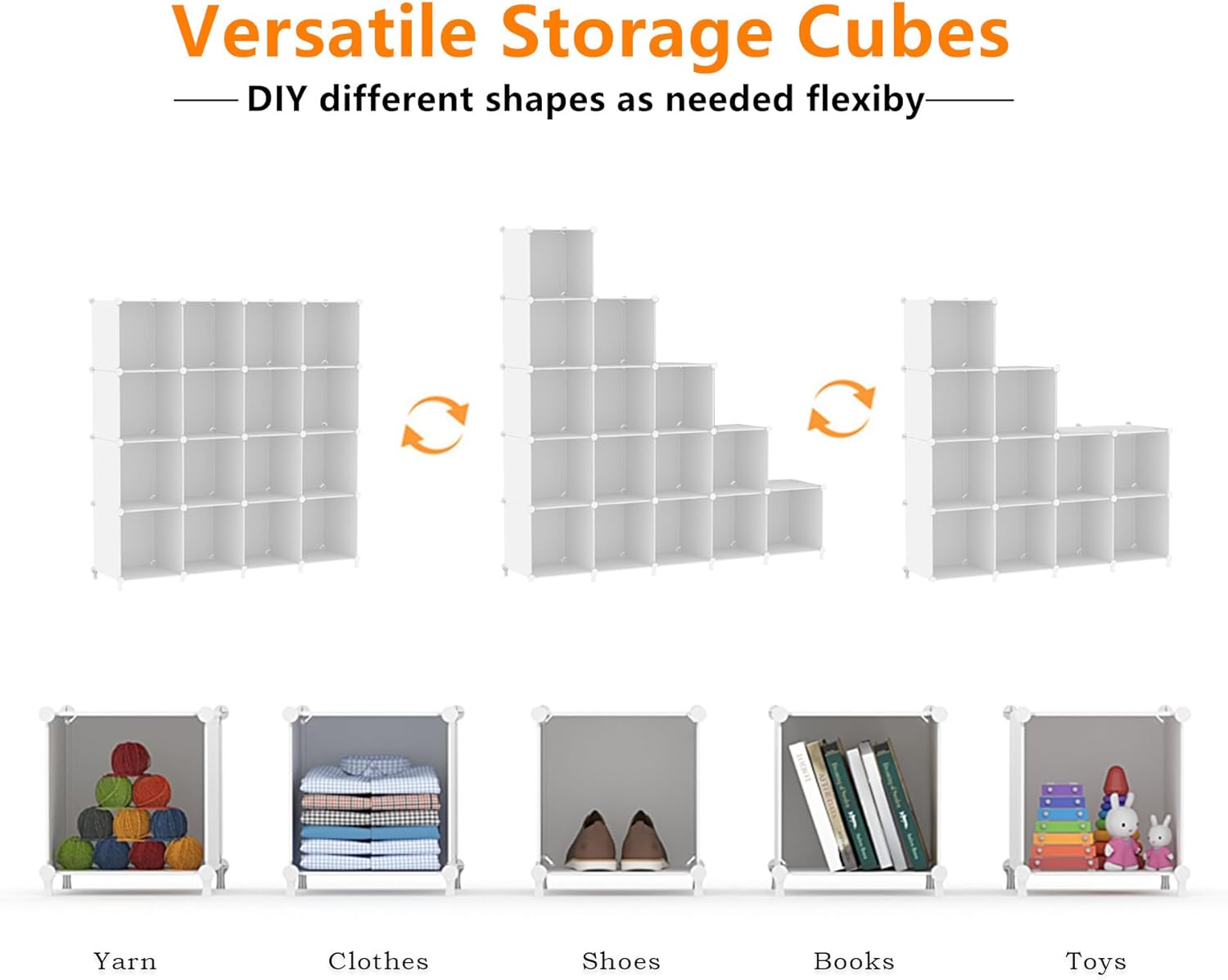 Detalle 2 de AWTATOS 16-Cube Storage Organizer (Stackable Cube Shelves), White