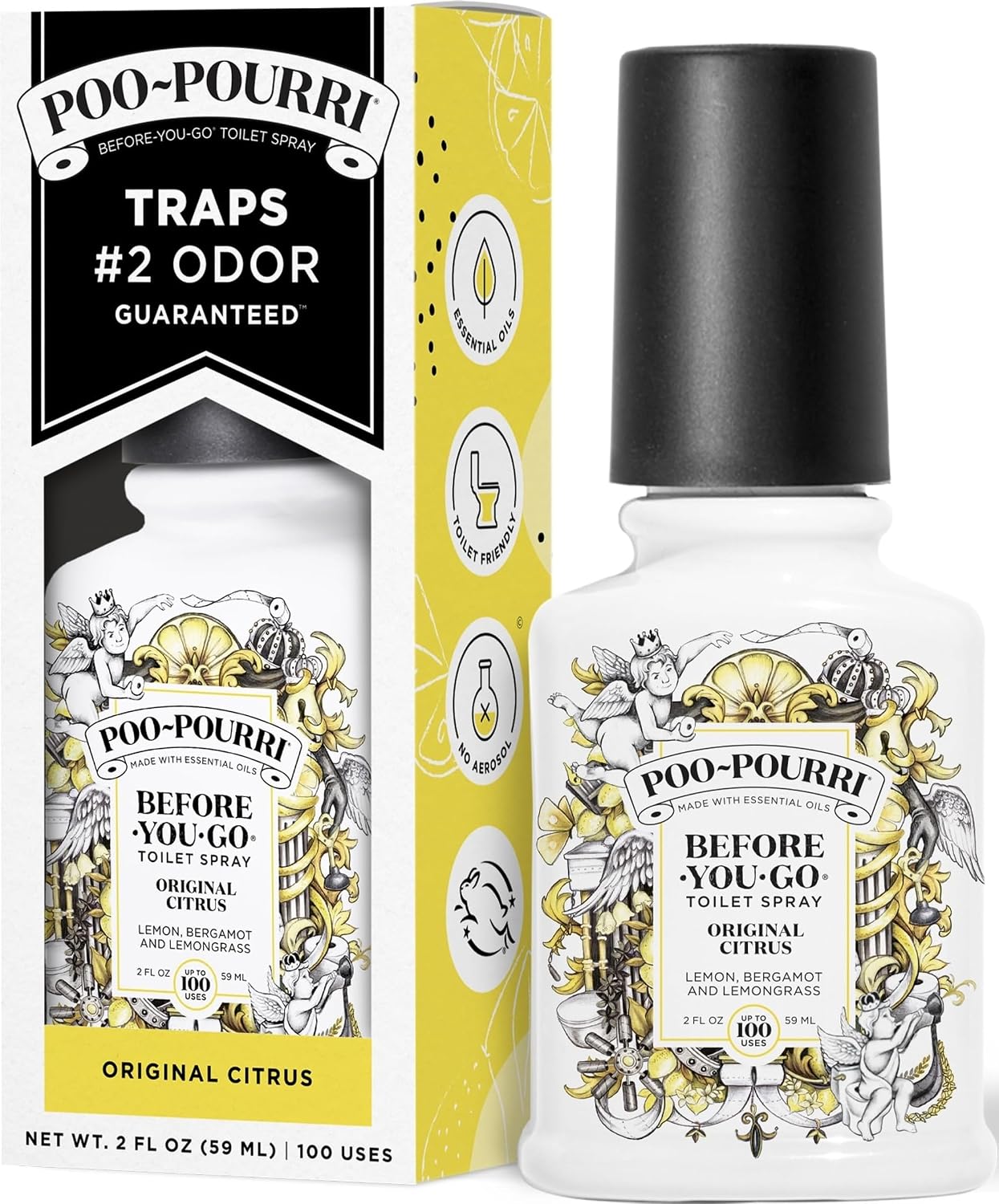 Detalle de Poo-Pourri Before-You-Go Toilet Spray, Original Citrus (2 Fl Oz) – 100 Uses, TSA-Approved