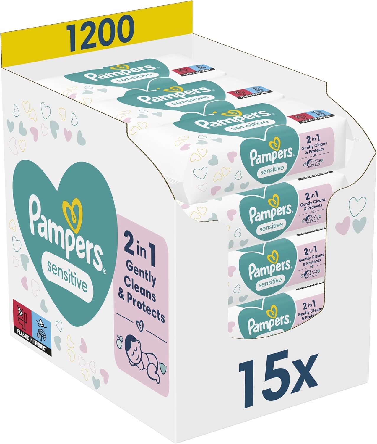 Detalle de Pampers Sensitive Lingettes Bébé x1200 – douceur et protection pour les peaux sensibles