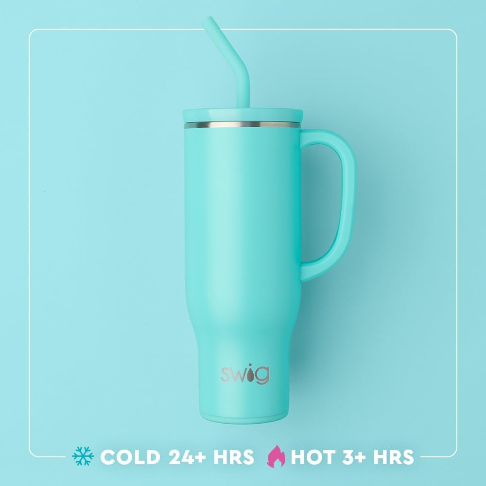 Detalle de Swig Life 30oz Mega Mug: Large Insulated Tumbler with Handle and Straw