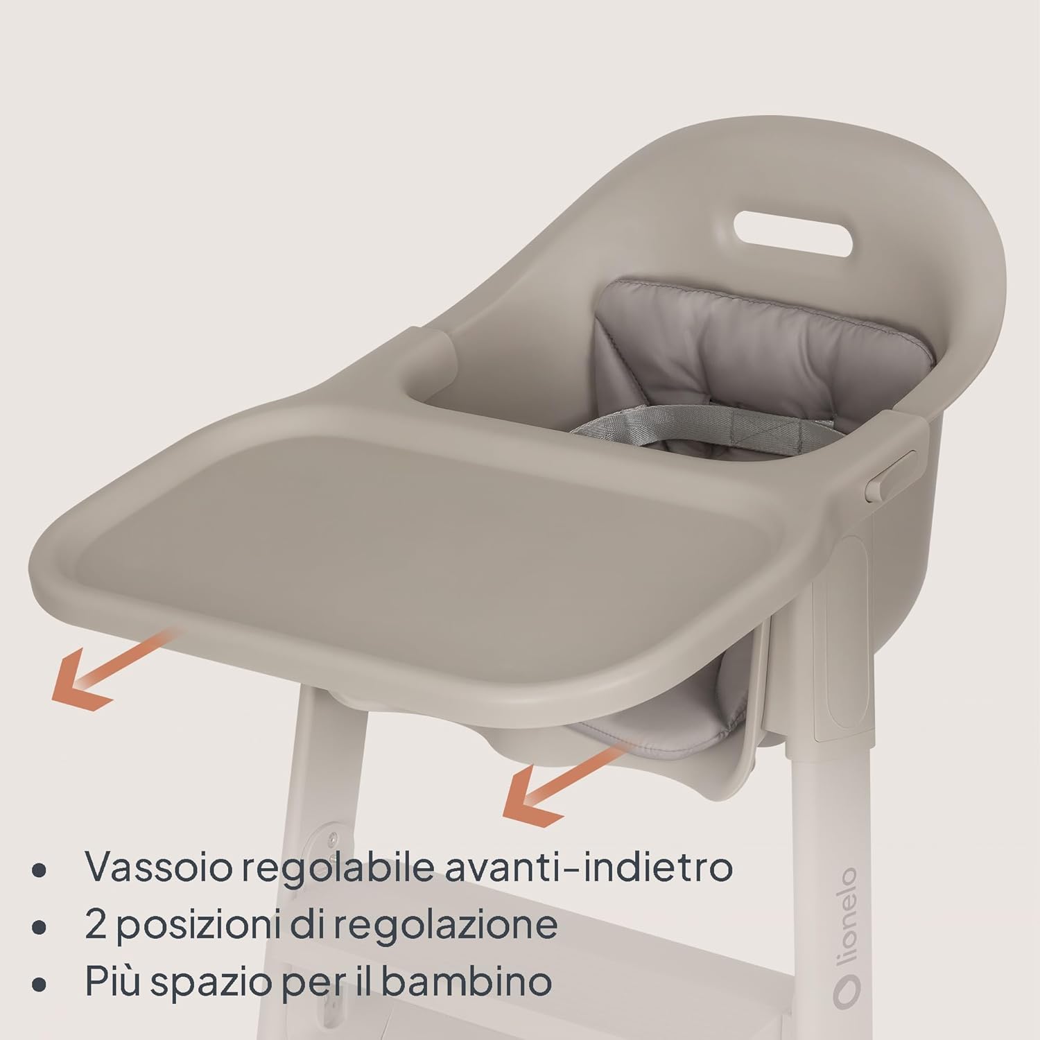 Detalle de Lionelo BENY Seggiolone Pappa 6 mesi – 3 Anni: seggiolone evolutivo con vassoio scorrevole e poggiapiedi regolabile