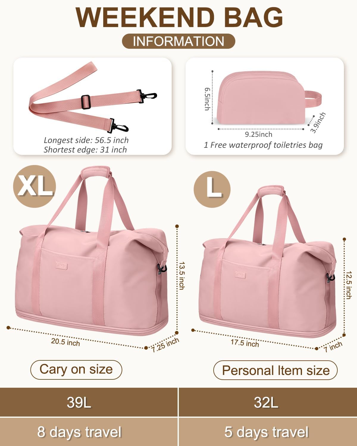 Thumbnail 1 de Capolo Expandable Travel Duffle Bags Weekender Overnight Bags with Waterproof Toiletry Bag
