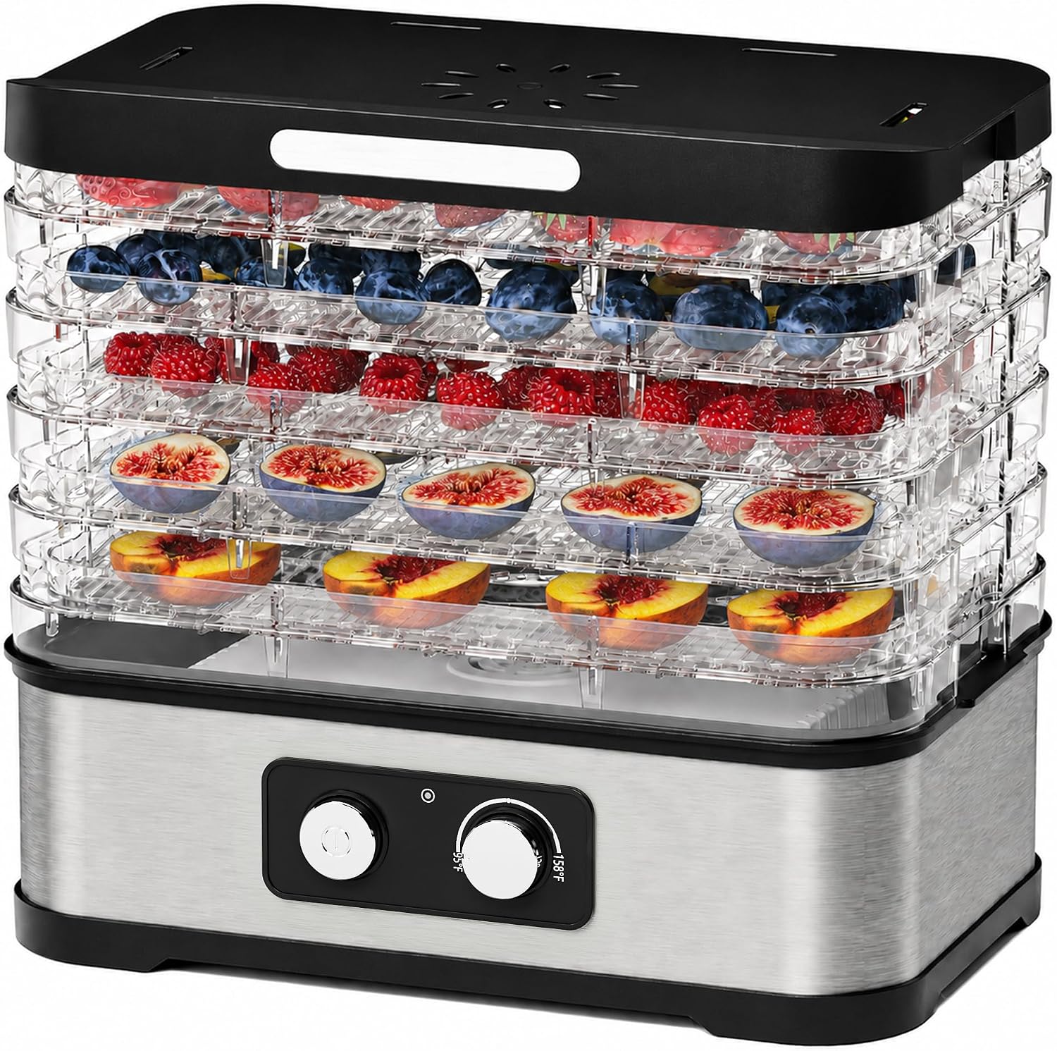 Detalle de Konfintos GGJ-300A Small Food Dehydrator, 5 BPA-Free Trays, 250W