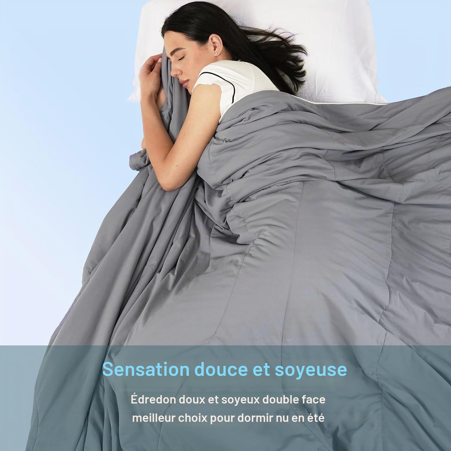 Detalle de AccuratEX Couverture rafraîchissante Arc-Chill 140x200 cm, tissu Ammoniak gris