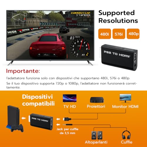 Detalle 2 de Mcbazel adattatore PS2-HDMI con uscita audio da 3,5 mm
