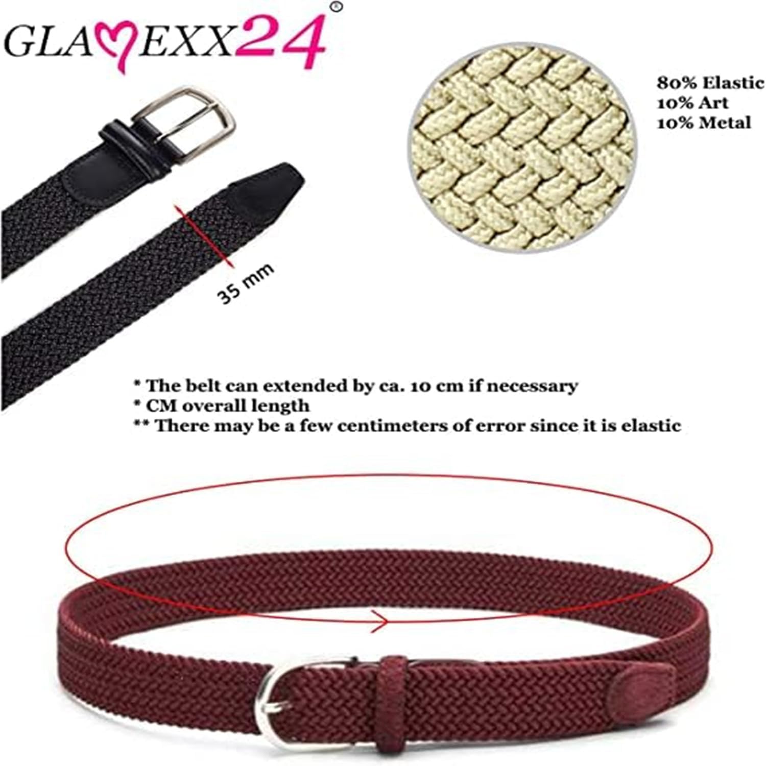Thumbnail 3 de Glamexx24 Elastischer Geflochtener Gürtel 105–120cm