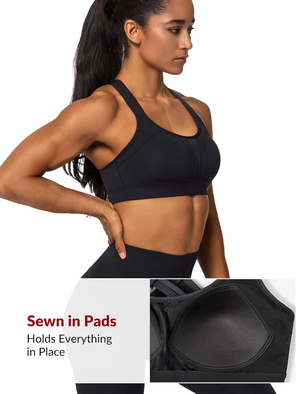 Thumbnail 1 de Yvette High-Impact Adjustable Sports Bra with Criss Cross Back (Full Support, No Bounce)