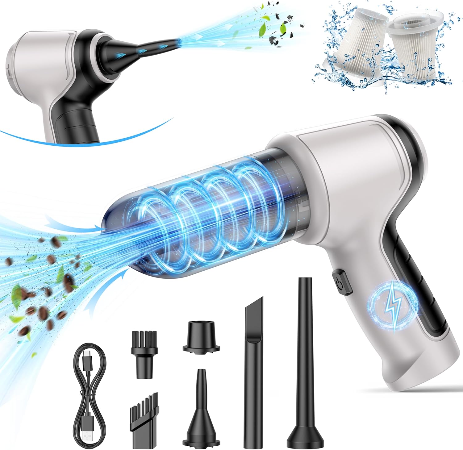 Detalle de IHE Car Vacuum Cleaner Cordless Rechargeable: 15000Pa Car, Keyboard and Small Space Cleaning