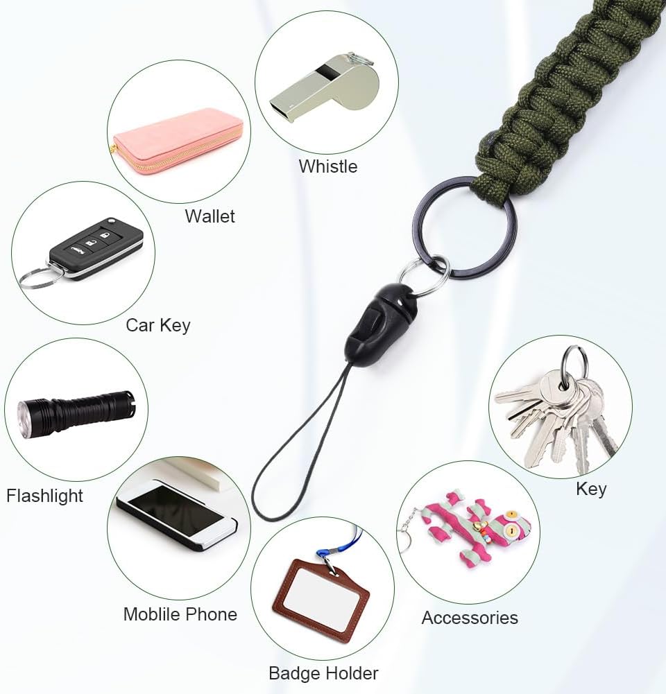 Detalle de Vicloon gevlochten paracord nekkoord met karabijnhaak, set van 2