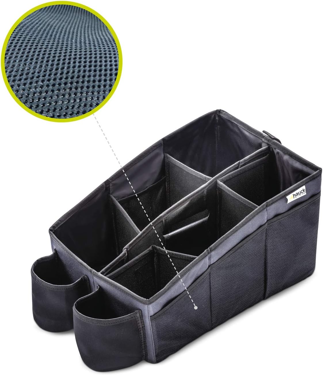 Thumbnail 1 de hauck Auto Organizer mit 2 Getränkehaltern – 6 verstellbare Fächer, faltbar & fixierbar für die Rücksitzbank (Grau)