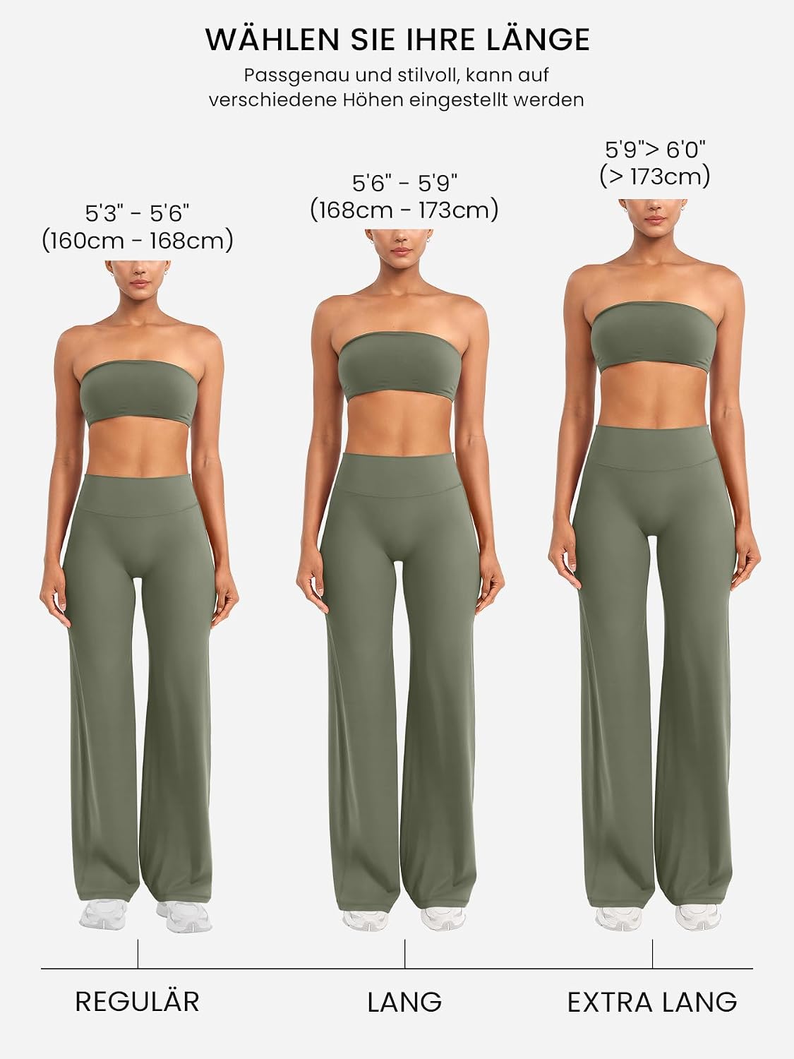 Detalle 2 de ZAAYO Nahtlose Straight-Leg Leggings mit hoher Taille – Flared Yoga Pants für Damen, Regular/Lang/Extra Lang