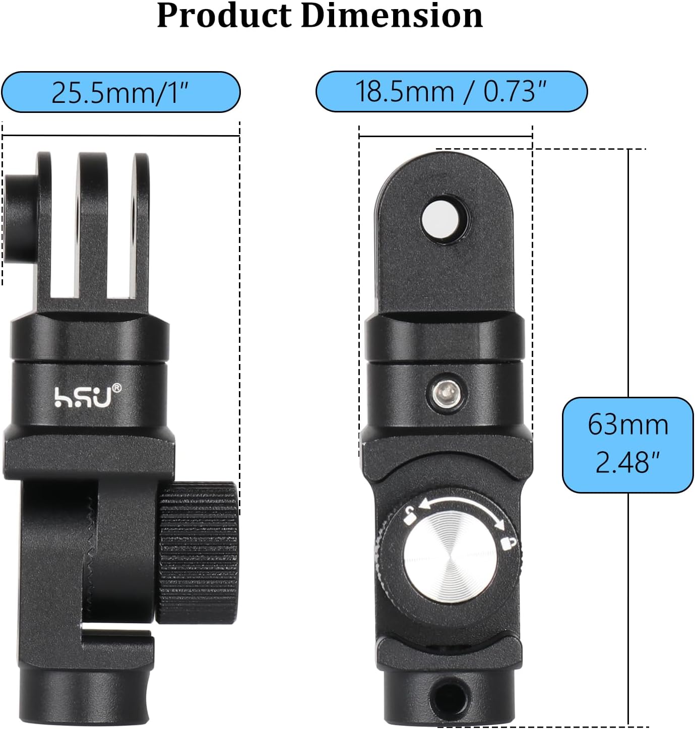Thumbnail 4 de HSU Tripod Mount Adapter 180° for GoPro